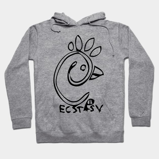 Ecstasy Doodle Black Hoodie by Mijumi Doodles